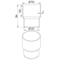 Line drawing of a penetration from the series Transition pipe-welding sleeve-steel.
