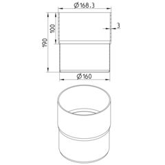 Line drawing of a penetration from the series Transition pipe-welding sleeve-steel.