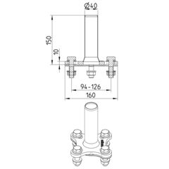 Line drawing of an adaptor from the series Adaptor-flange-universal.