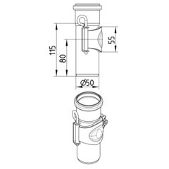 Line drawing of an access pipe from the series Straight pipe-access.