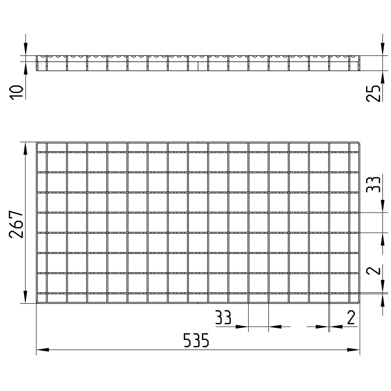 Line drawing of a grating from the series Grating-Channel-300.