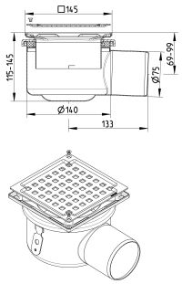 Line Drawing - Drain-No membrane-145