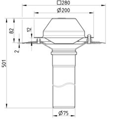 Line Drawing - Drain for siphonic-single ply membrane