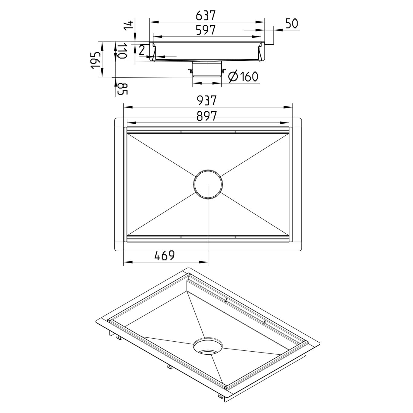 Line Drawing - Kitchen channel-Liquid membrane-max300