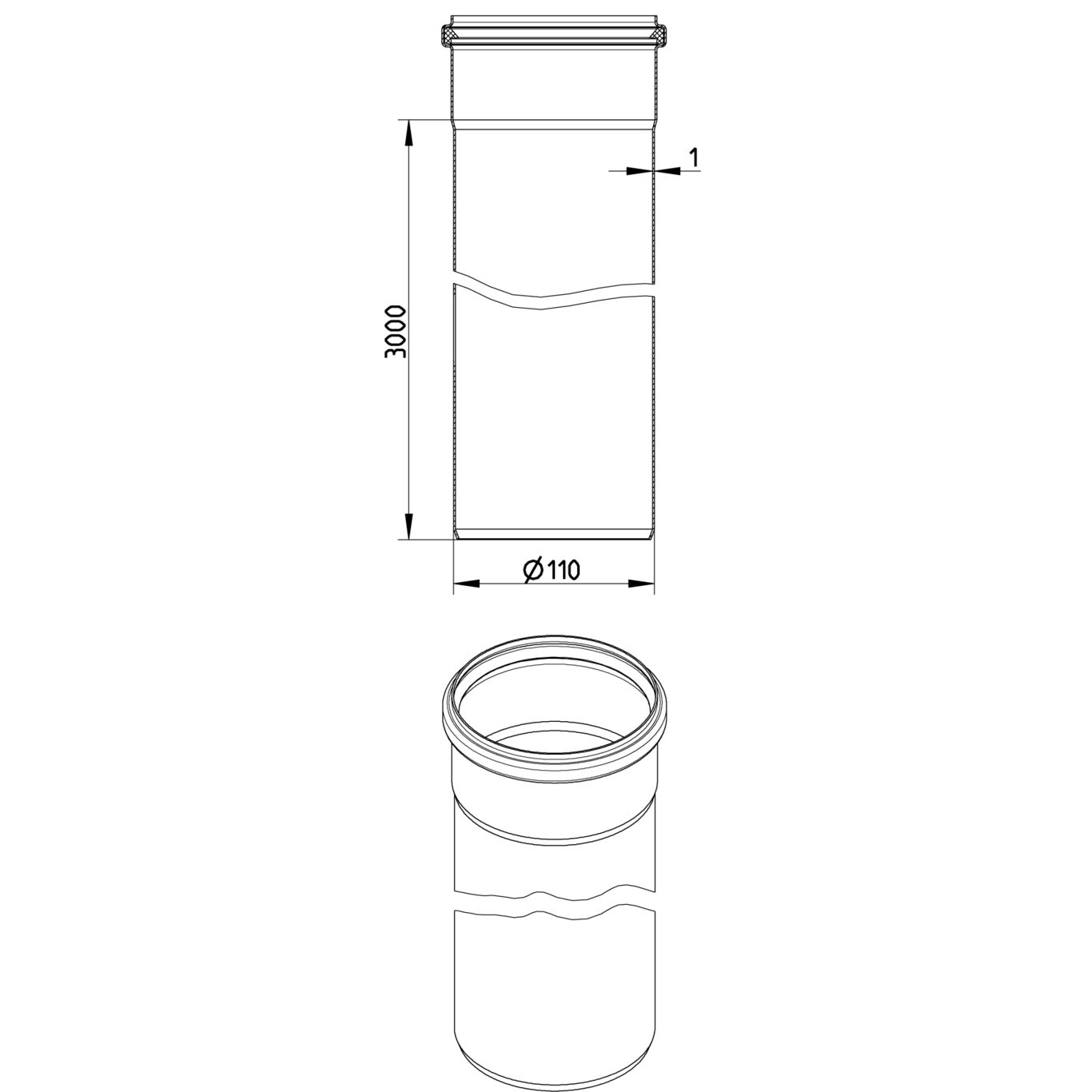 Line Drawing - Straight pipe