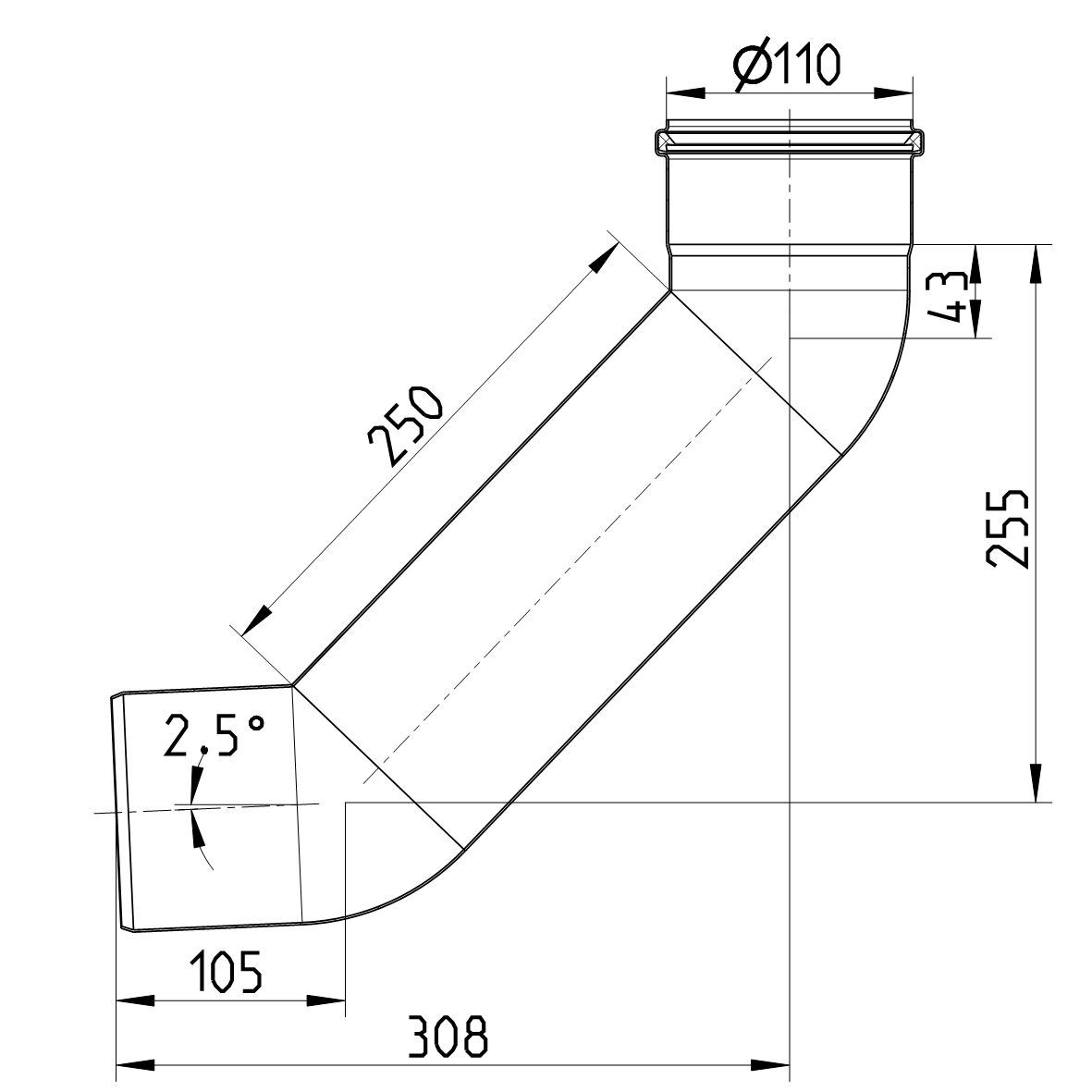 Line Drawing - Bend-87.5-long radius