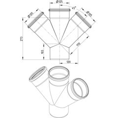 Line Drawing - Double branch-45-180