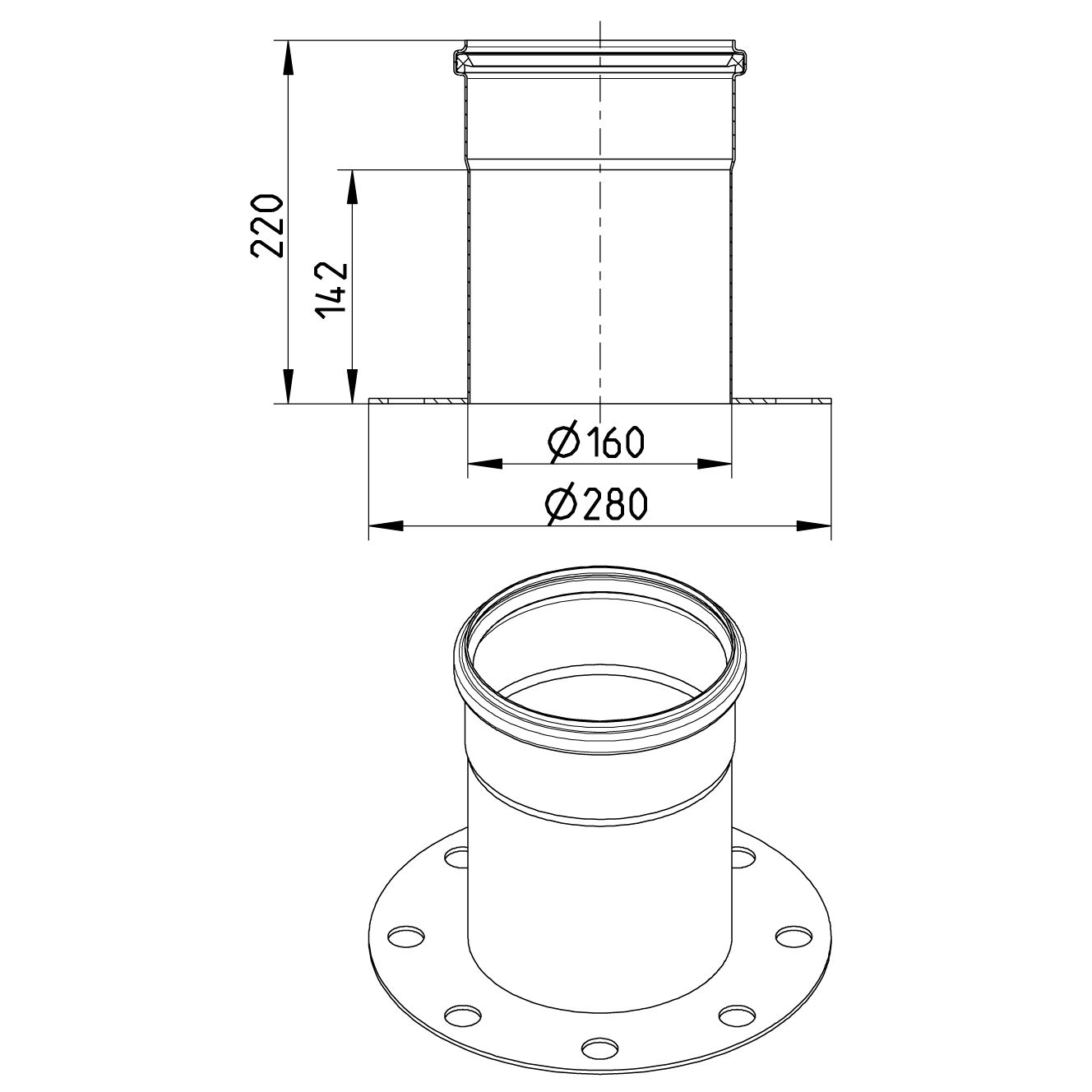Line Drawing - Adaptor-flange