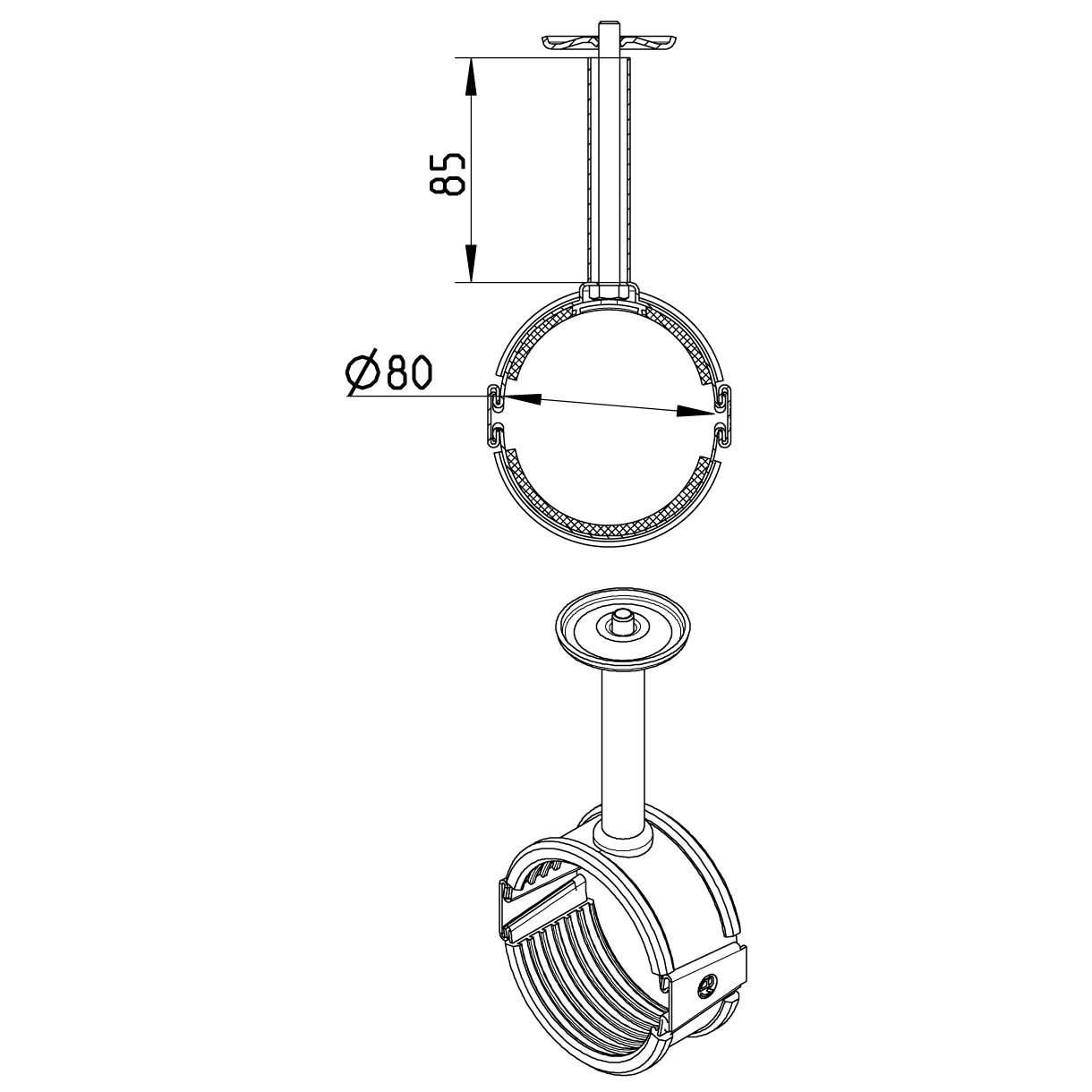 Line Drawing - Pipe hanger-TPE-anchor