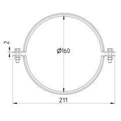 Line Drawing - Pipe hanger-EPDM-2 M6 bolts