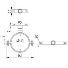 Line Drawing - Pipe hanger-EPDM-BSP threaded