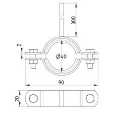 Line Drawing - Pipe hanger-EPDM-300mm rod