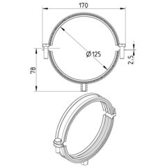 Line Drawing - Pipe hanger-EPDM-stainless