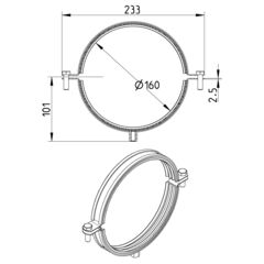 Line Drawing - Pipe hanger-EPDM-stainless