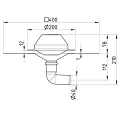 Line drawing of a drain from the series Drain for siphonic-bitumen.