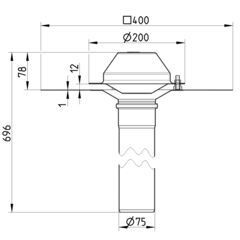 Line drawing of a drain from the series Drain for siphonic-bitumen.