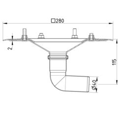 Line drawing of a lower part from the series Lower part-single ply membrane.