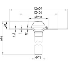 Line drawing of a drain from the series Drain for siphonic-bitumen collar.