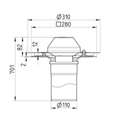 Line Drawing - Drain for gravity-single ply membrane.
