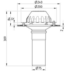 Line drawing of a drain from the series Drain for gravity-channels.
