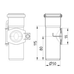 Line drawing of an access pipe from the series Straight pipe-access.