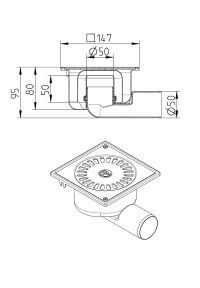 Line drawing of a drain from the series Drain-No membrane-147.
