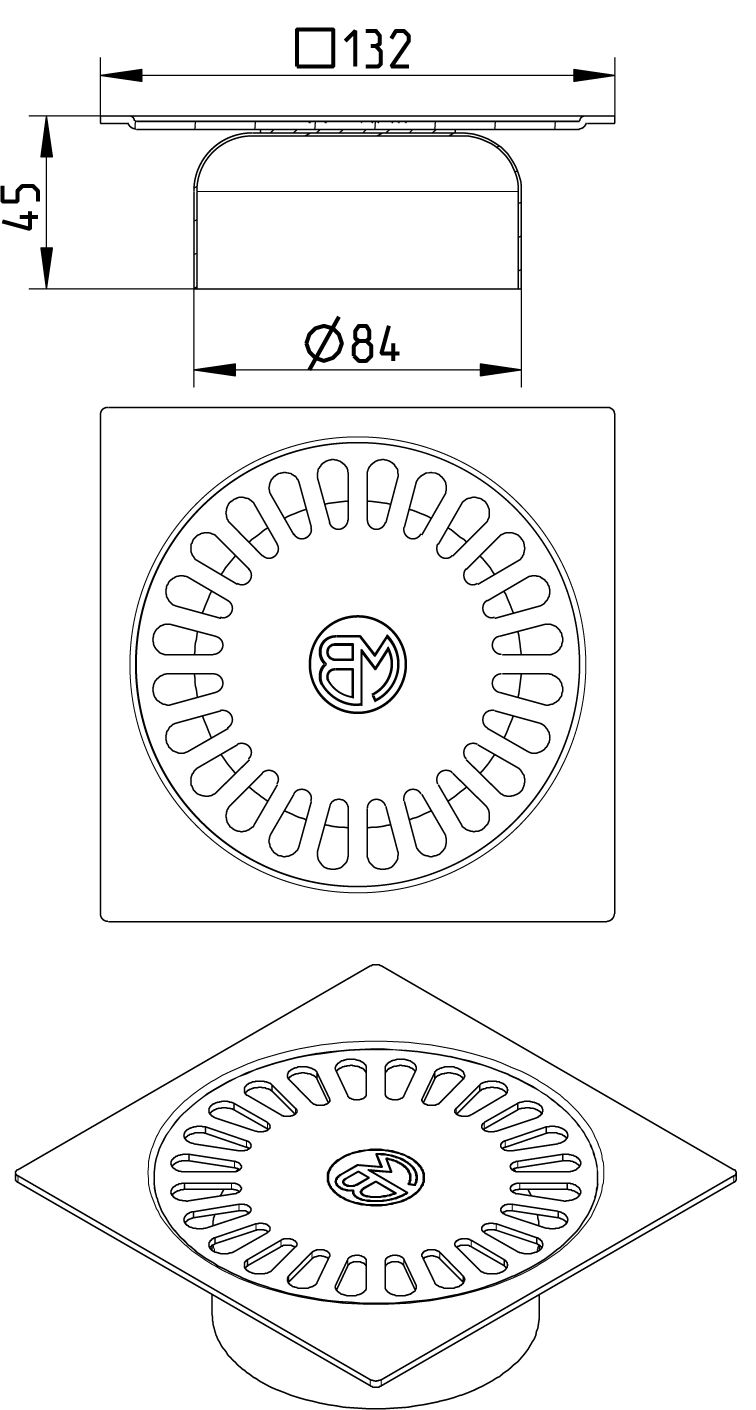 Line drawing of a grating from the series Grating-Drain-147.