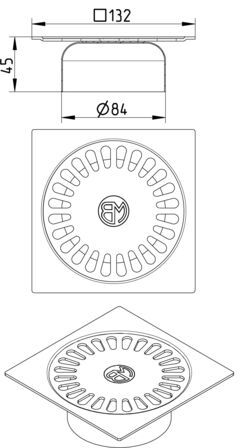 Line drawing of a grating from the series Grating-Drain-147.