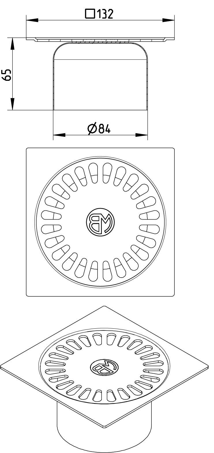 Line drawing of a grating from the series Grating-Drain-147.