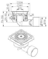 Line drawing of a drain from the series Drain-No membrane-197.